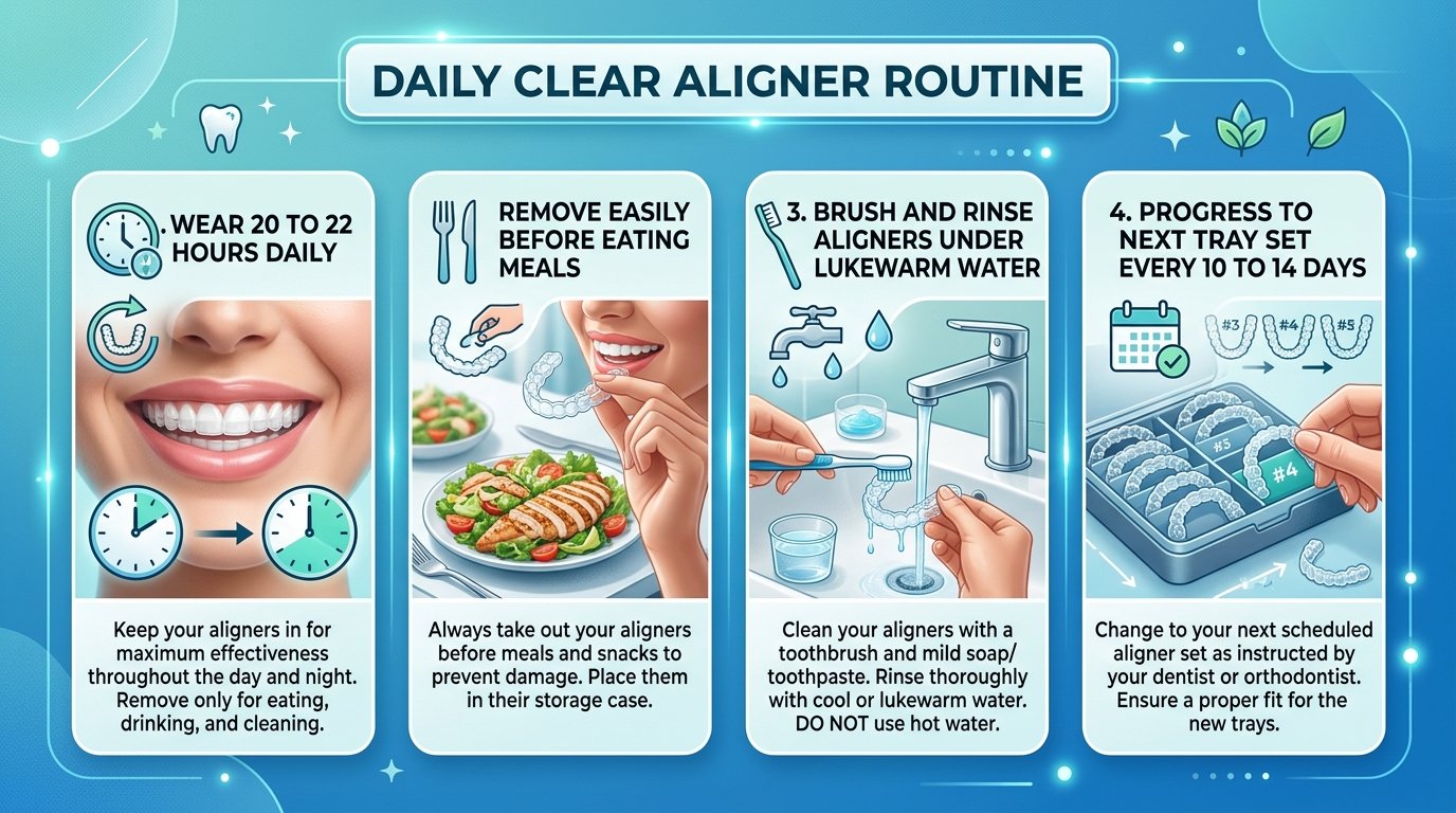 4-Step Daily Aligner Routine Infographic