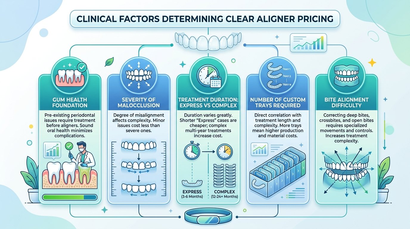 Clear Aligner Pricing Determinants Infographic