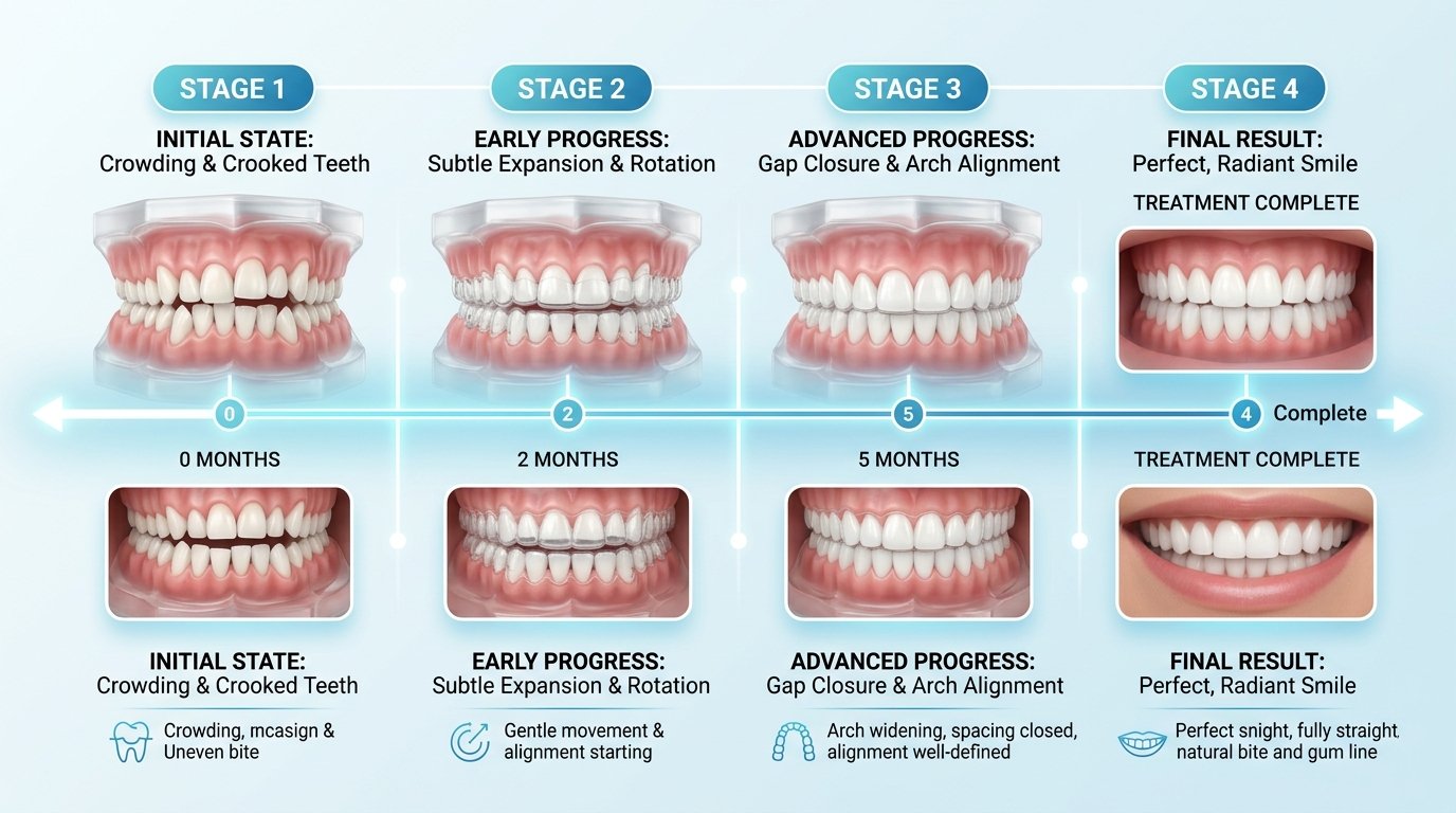 4-Stage Smile Progression Timeline